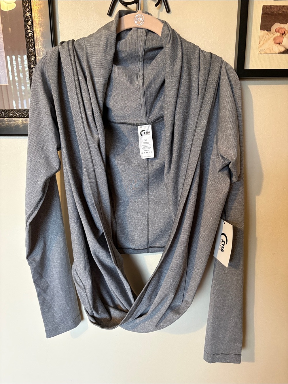 ZYIA Heather Gray Draped Open-Front Cardigan